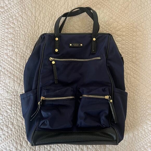 Navy Nylon Laptop Backpack Work Travel Bag Tutilo NY Carry The Day Multi Pocket main image 13
